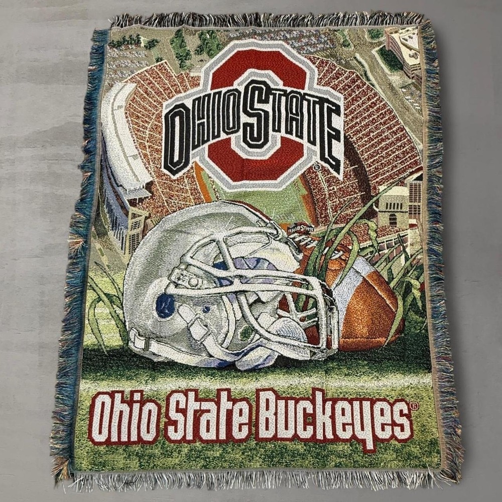 NEW Ohio State Buckeyes Tapestry‎ Throw Blanket Multicolor Woven Stadium